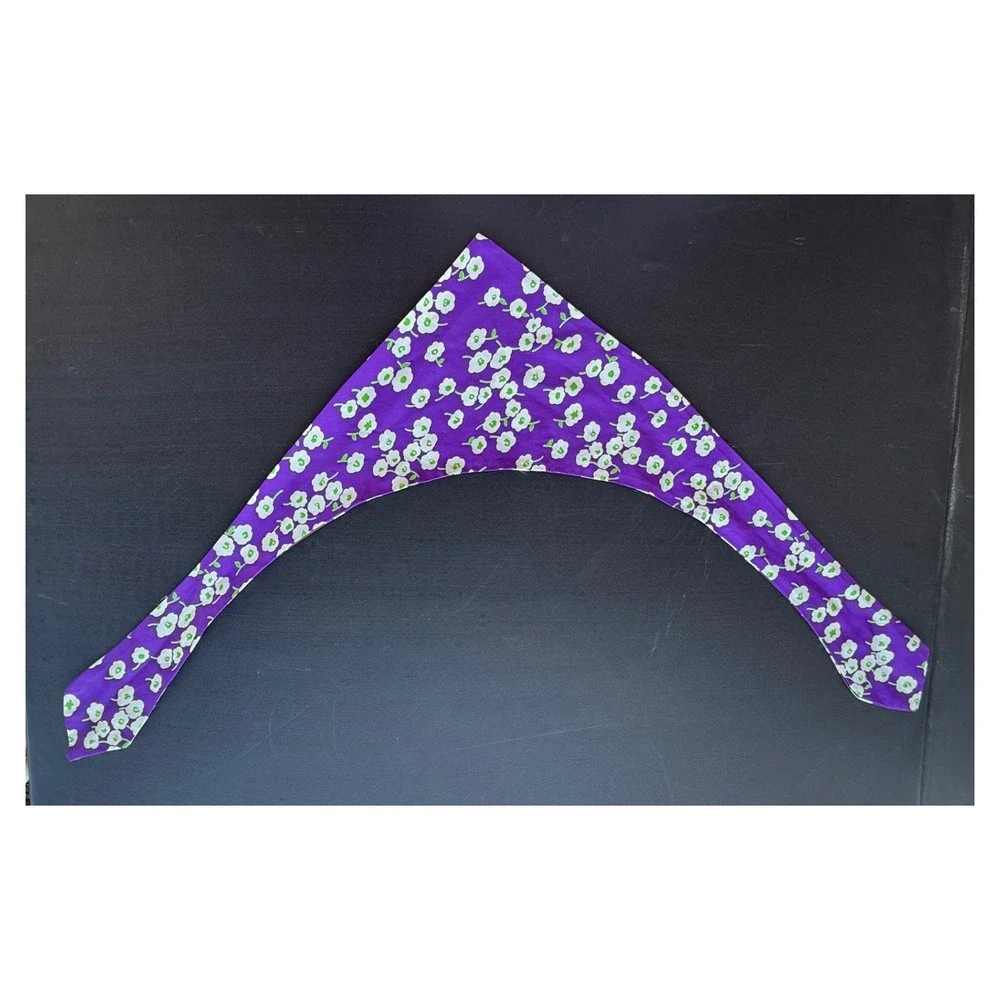 Vintage Purple Floral Headscarf Bandana Hair Accessory Retro 1960s Style